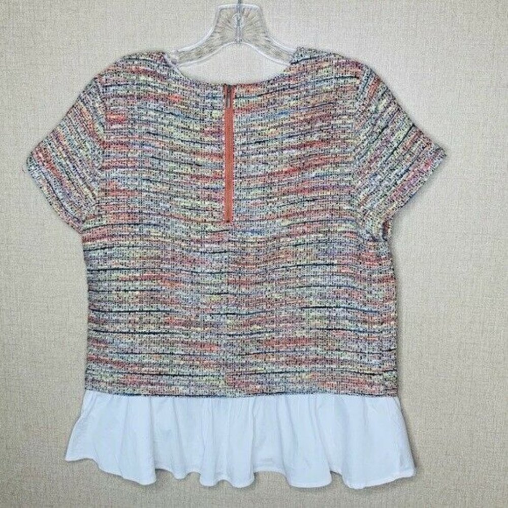 Halogen tweed poplin ruffle top small lagenlook - Picture 10 of 12